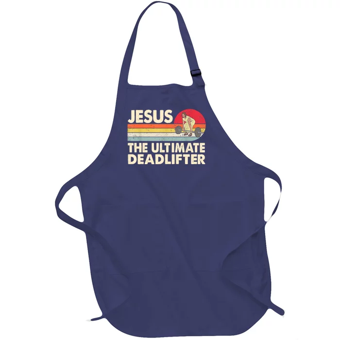 Vintage Jesus The Ultimate Deadlifter Funny Christian Gym Full-Length Apron With Pocket