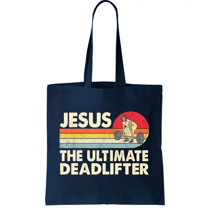 Vintage Jesus The Ultimate Deadlifter Funny Christian Gym Tote Bag