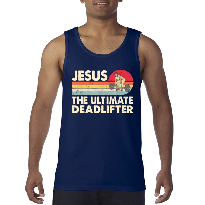 Vintage Jesus The Ultimate Deadlifter Funny Christian Gym Tank Top