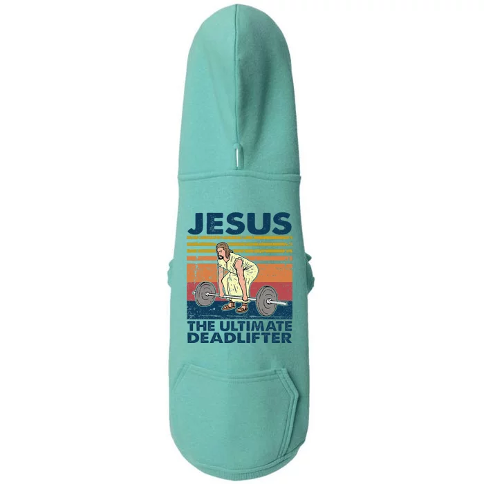 Vintage Jesus The Ultimate Deadlifter Funny Christian Gym Doggie 3-End Fleece Hoodie