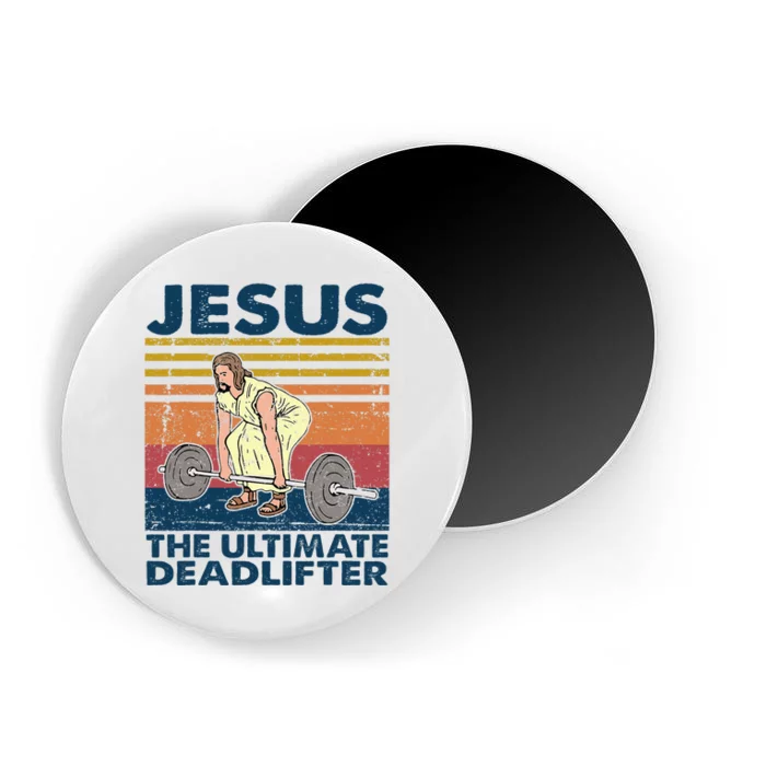 Vintage Jesus The Ultimate Deadlifter Funny Christian Gym Magnet