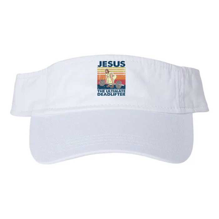 Vintage Jesus The Ultimate Deadlifter Funny Christian Gym Valucap Bio-Washed Visor