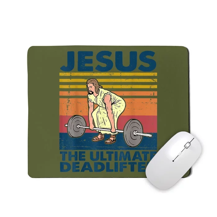 Vintage Jesus The Ultimate Deadlifter Funny Christian Gym Mousepad