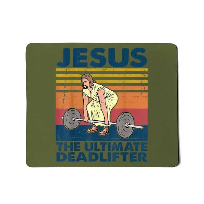 Vintage Jesus The Ultimate Deadlifter Funny Christian Gym Mousepad