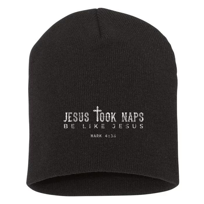 Vintage Jesus Took Naps Be Like Jesus Christ Cross Christian Short Acrylic Beanie