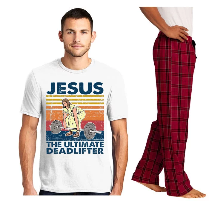 Vintage Jesus The Ultimate Deadlifter Funny Christian Gym Pajama Set