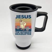 Vintage Jesus The Ultimate Deadlifter Funny Christian Gym Stainless Steel Travel Mug