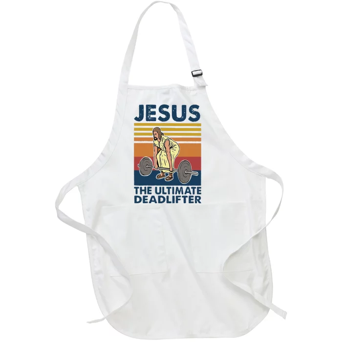 Vintage Jesus The Ultimate Deadlifter Gym Christian Faith Full-Length Apron With Pocket