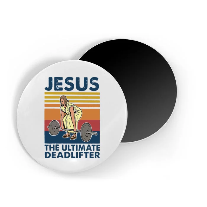 Vintage Jesus The Ultimate Deadlifter Gym Christian Faith Magnet