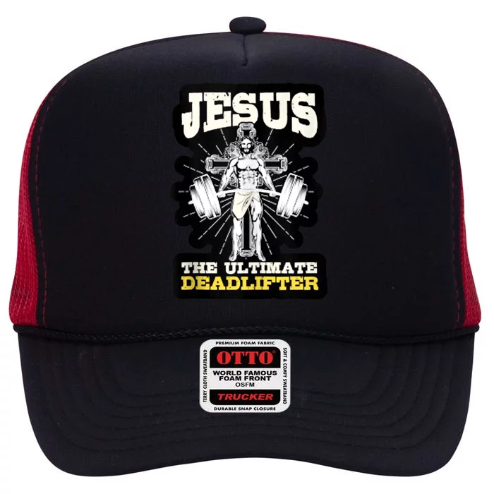 Vintage Jesus The Ultimate Deadlifter Funny Christian Gym High Crown Mesh Trucker Hat