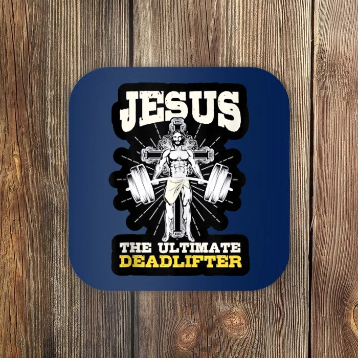 Vintage Jesus The Ultimate Deadlifter Funny Christian Gym Coaster