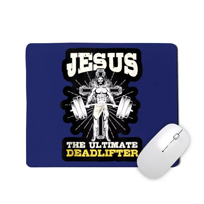 Vintage Jesus The Ultimate Deadlifter Funny Christian Gym Mousepad