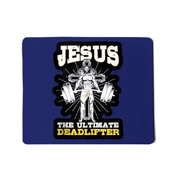 Vintage Jesus The Ultimate Deadlifter Funny Christian Gym Mousepad