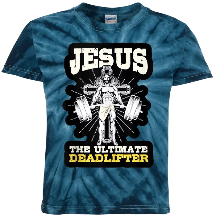 Vintage Jesus The Ultimate Deadlifter Funny Christian Gym Kids Tie-Dye T-Shirt