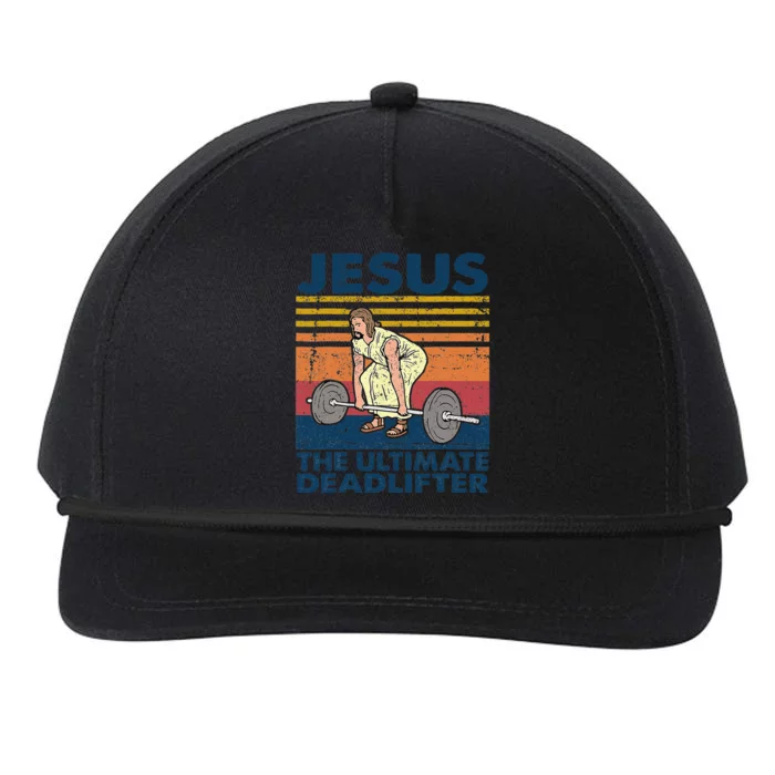 Vintage Jesus The Ultimate Deadlifter Funny Christian Gym Snapback Five-Panel Rope Hat