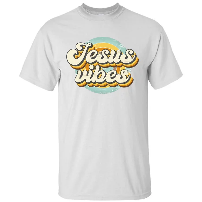 Vintage Jesus Vibes Religious Easter Day Christians Lover Tall T-Shirt