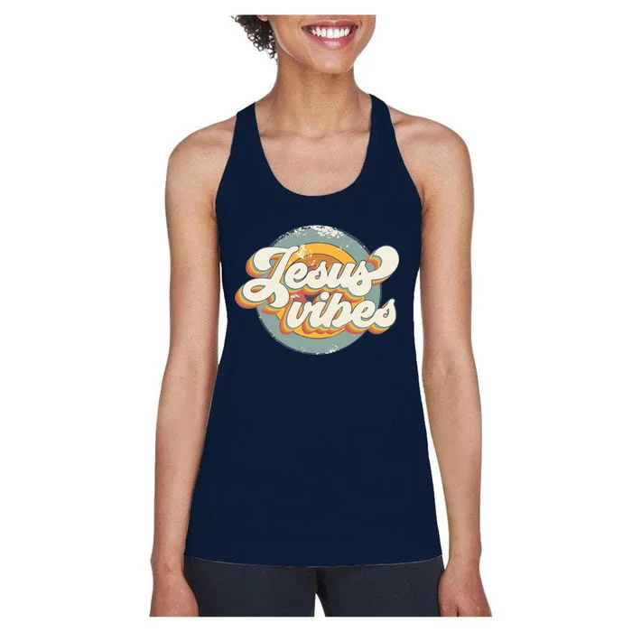 Vintage Jesus Vibes Christian Women's Racerback Tank