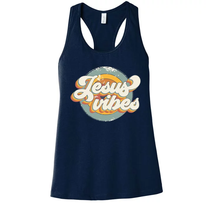 Vintage Jesus Vibes Christian Women's Racerback Tank