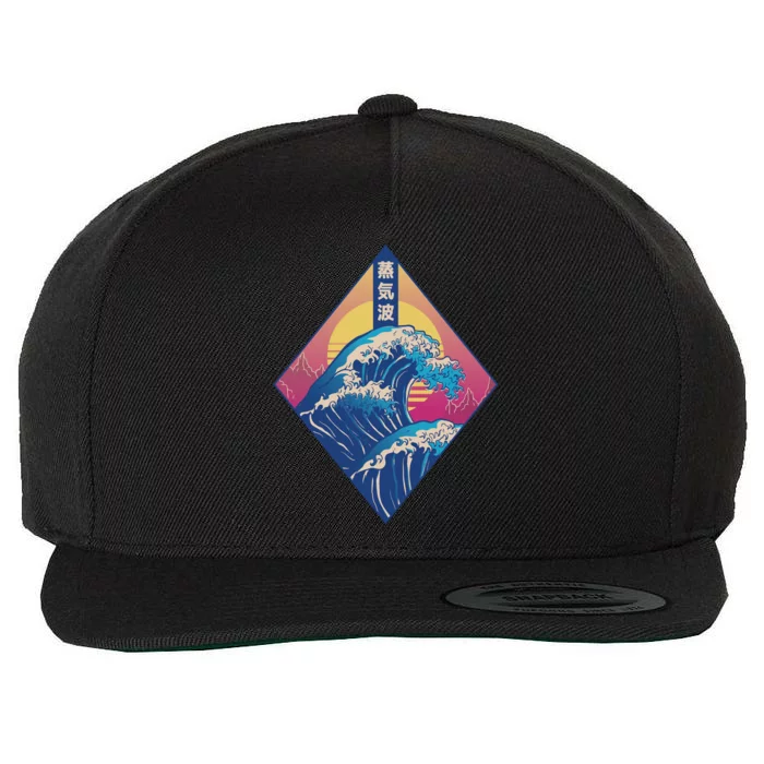 Vaporwave Japanese Wave Wool Snapback Cap