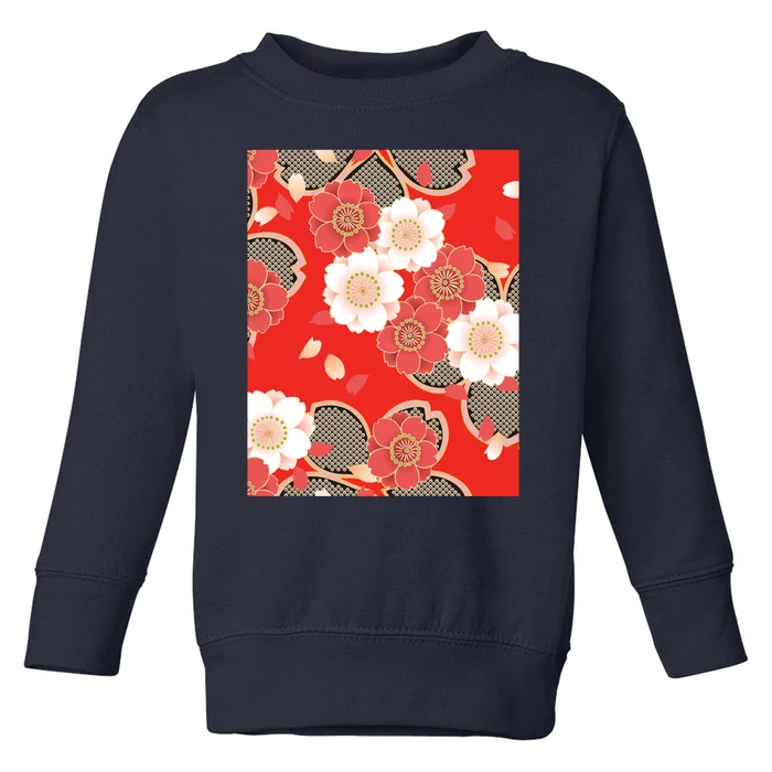 Vintage Japanese Wedding Kimono Pattern Toddler Sweatshirt