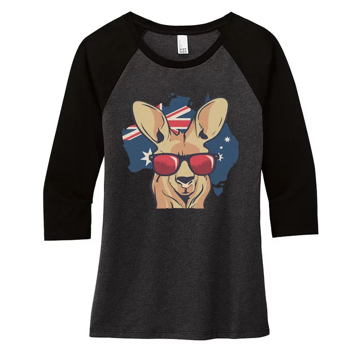 Vintage Kangaroo Australia Aussie Roo Kangaroo Women's Tri-Blend 3/4-Sleeve Raglan Shirt