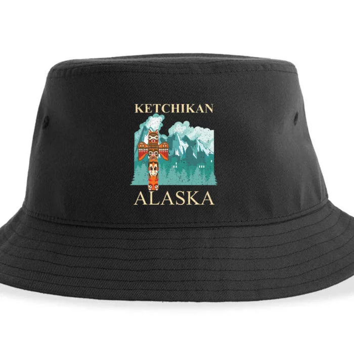 Vintage Ketchikan Alaska Native American Indian Totem Sustainable Bucket Hat