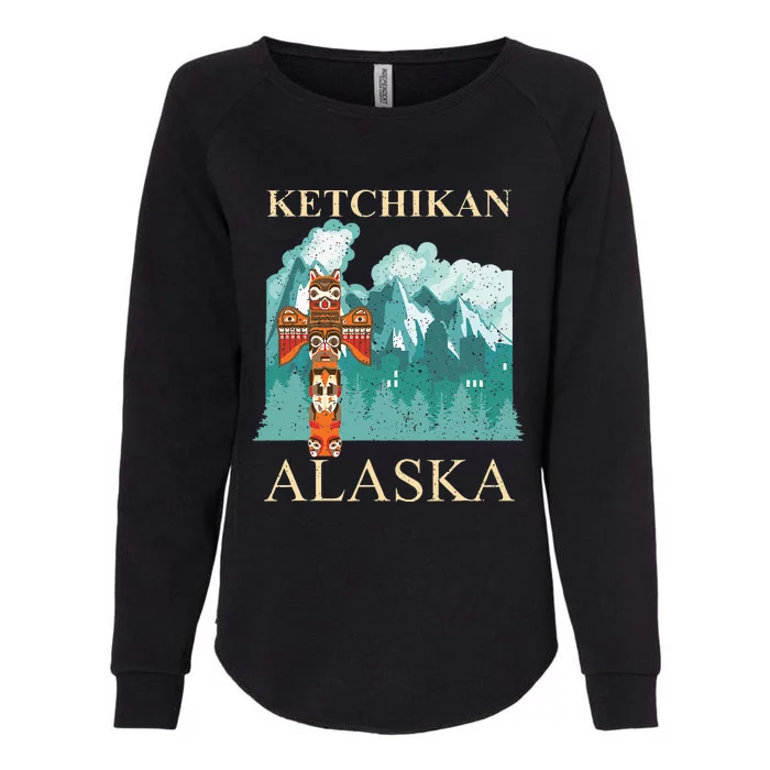 Vintage Ketchikan Alaska Native American Indian Totem Womens California Wash Sweatshirt