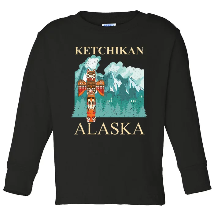 Vintage Ketchikan Alaska Native American Indian Totem Toddler Long Sleeve Shirt