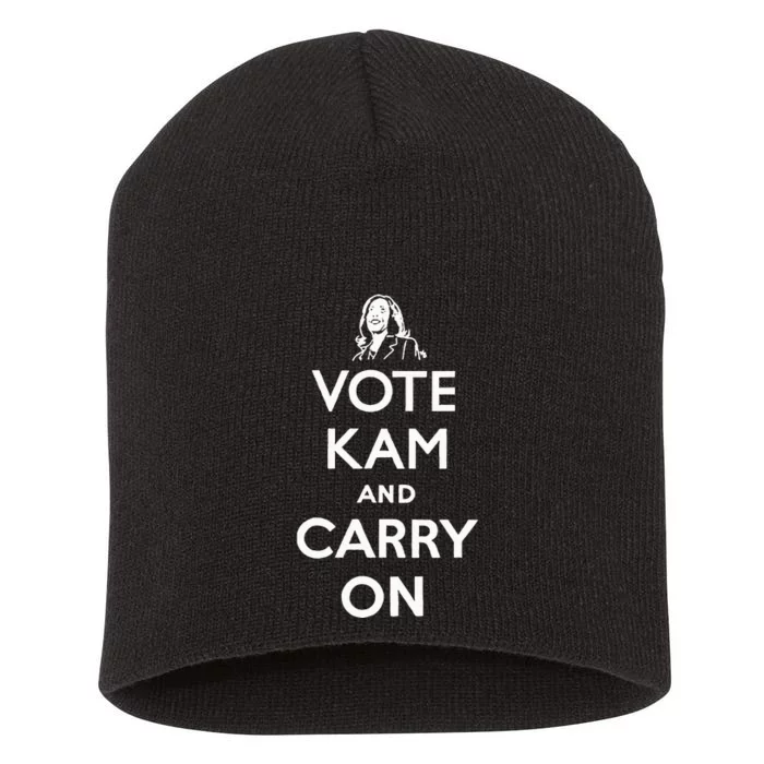 Vote Kam And Carry On Vote Kamala Harris For President 2024 Short Acrylic Beanie