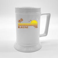 Vintage Kauai Beach Hawaii Retro Hawaiian Surfing 70s Gift Beer Stein