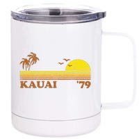 Vintage Kauai Beach Hawaii Retro Hawaiian Surfing 70s Gift 12 oz Stainless Steel Tumbler Cup