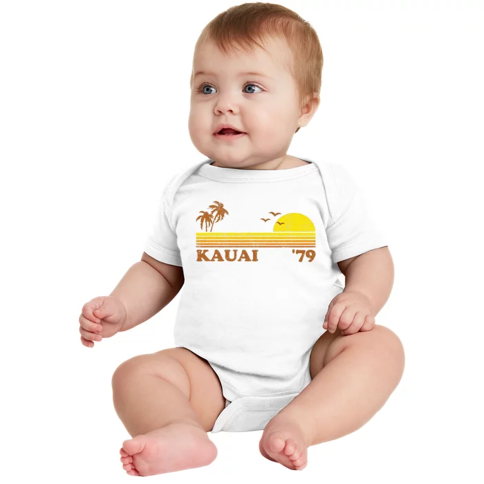 Vintage Kauai Beach Hawaii Retro Hawaiian Surfing 70s Gift Baby Bodysuit