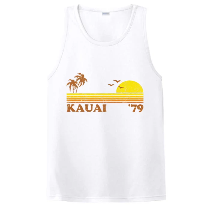 Vintage Kauai Beach Hawaii Retro Hawaiian Surfing 70s Gift Performance Tank