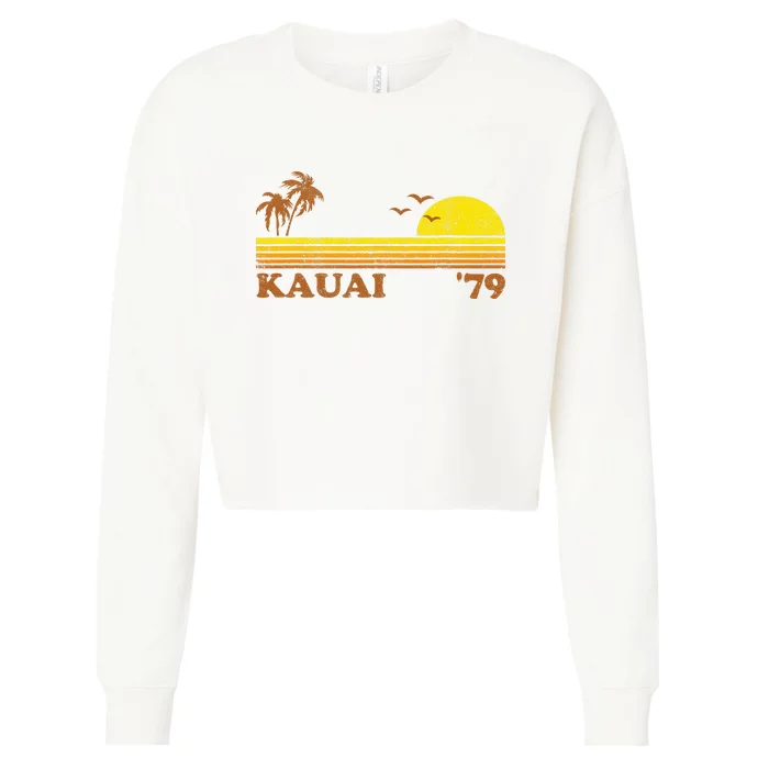 Vintage Kauai Beach Hawaii Retro Hawaiian Surfing 70s Gift Cropped Pullover Crew