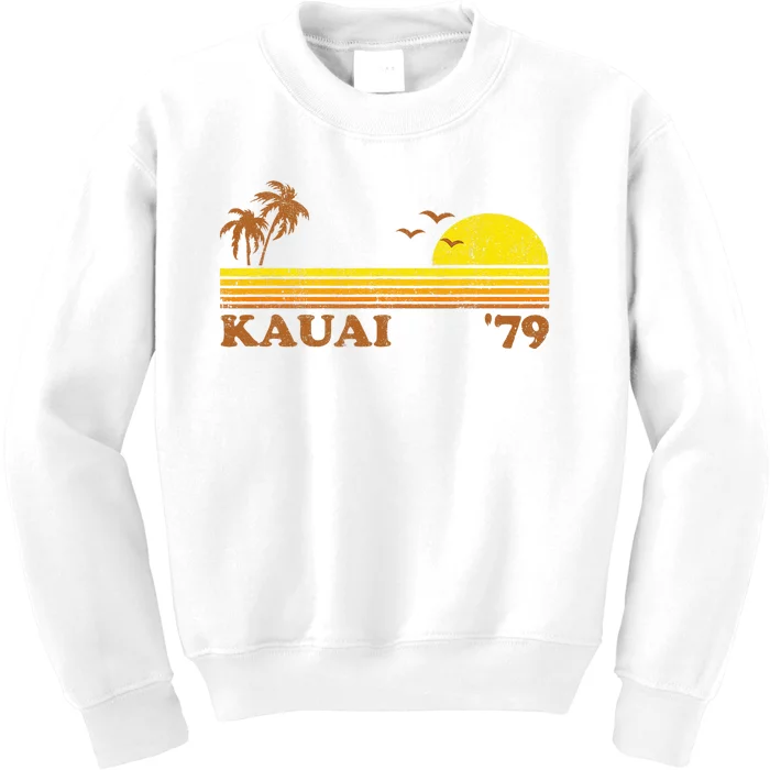 Vintage Kauai Beach Hawaii Retro Hawaiian Surfing 70s Gift Kids Sweatshirt