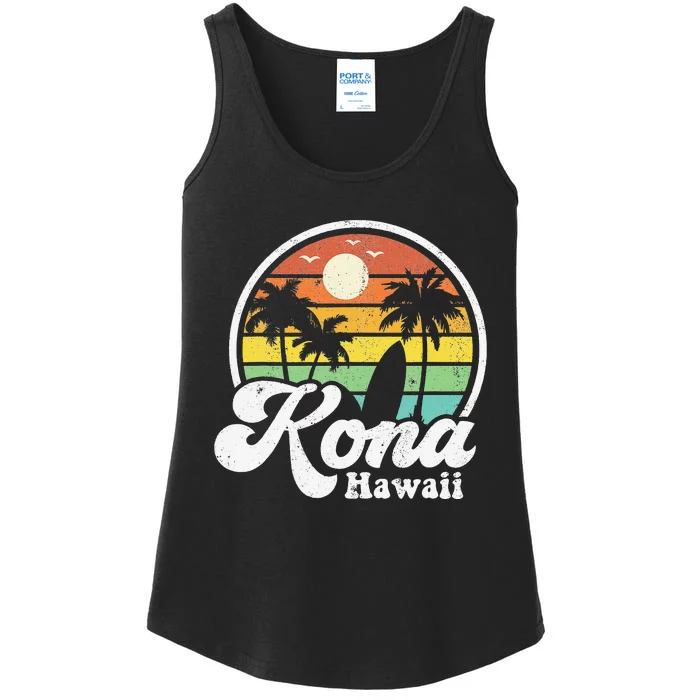 Vintage Kona Beach Hawaii Surf Hawaiian Surfing 70's Gift Ladies Essential Tank