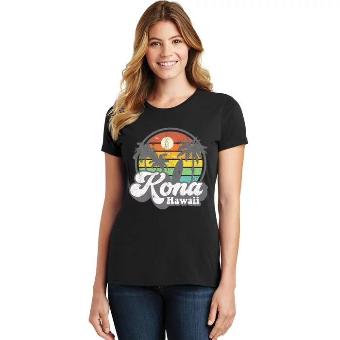 Vintage Kona Beach Hawaii Surf Hawaiian Surfing 70S Women's T-Shirt