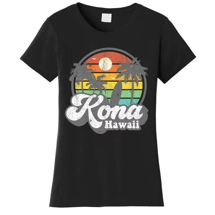 Vintage Kona Beach Hawaii Surf Hawaiian Surfing 70S Women's T-Shirt