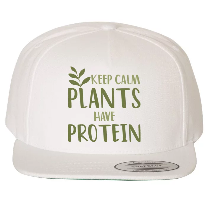 Vegan Keep Calm Plants Have Protein Green Food Nutrition Wool Snapback Cap