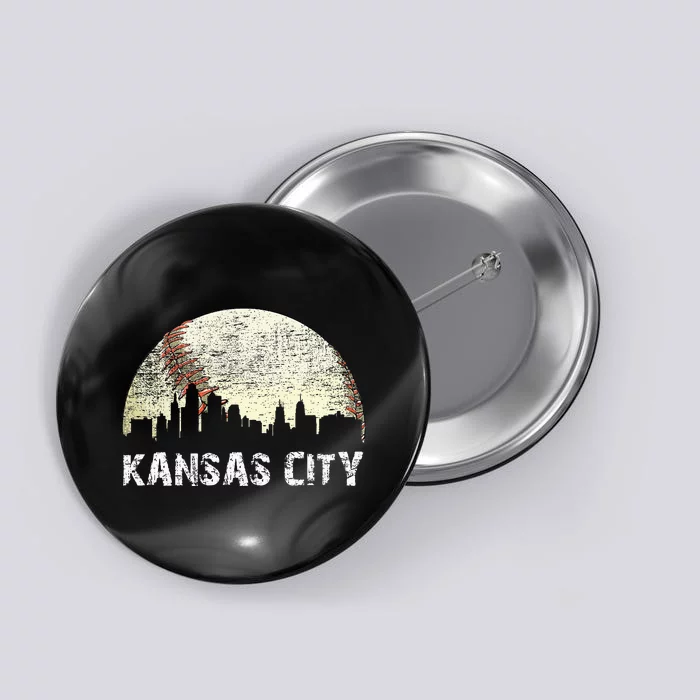 Vintage Kansas City Cityscape Baseball Lover Women Button