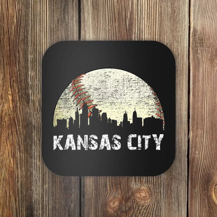 Vintage Kansas City Cityscape Baseball Lover Women Coaster