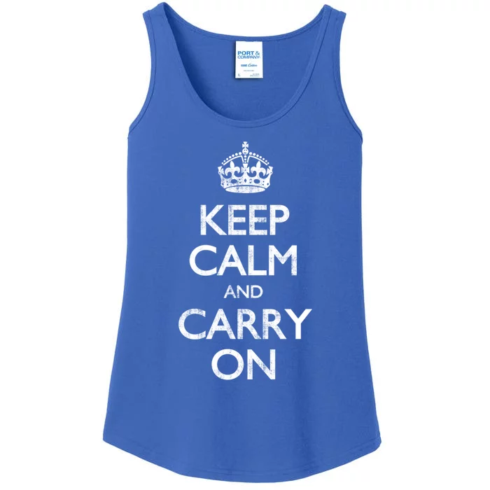 Vintage Keep Calm And Carry On Great Gift Ladies Essential Tank