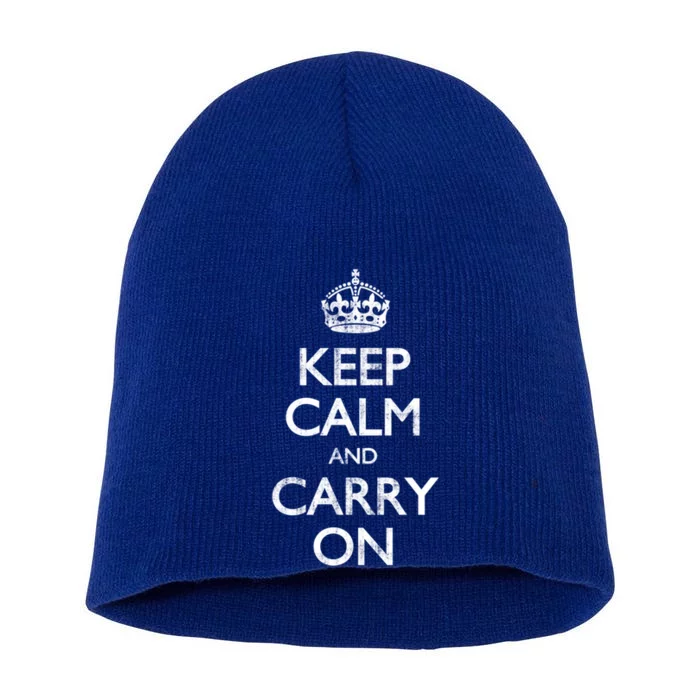 Vintage Keep Calm And Carry On Great Gift Short Acrylic Beanie