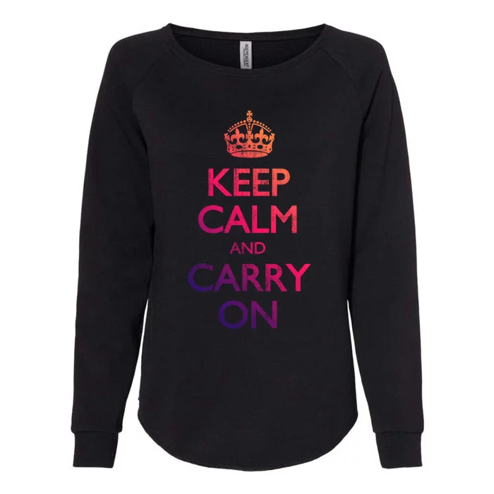 Vintage Keep Calm And Carry On Gift Womens California Wash Sweatshirt