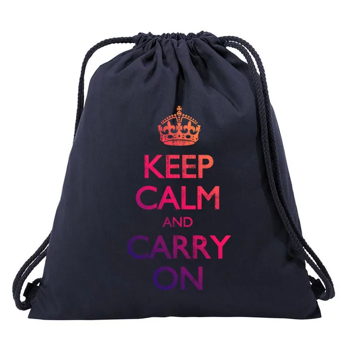 Vintage Keep Calm And Carry On Gift Drawstring Bag