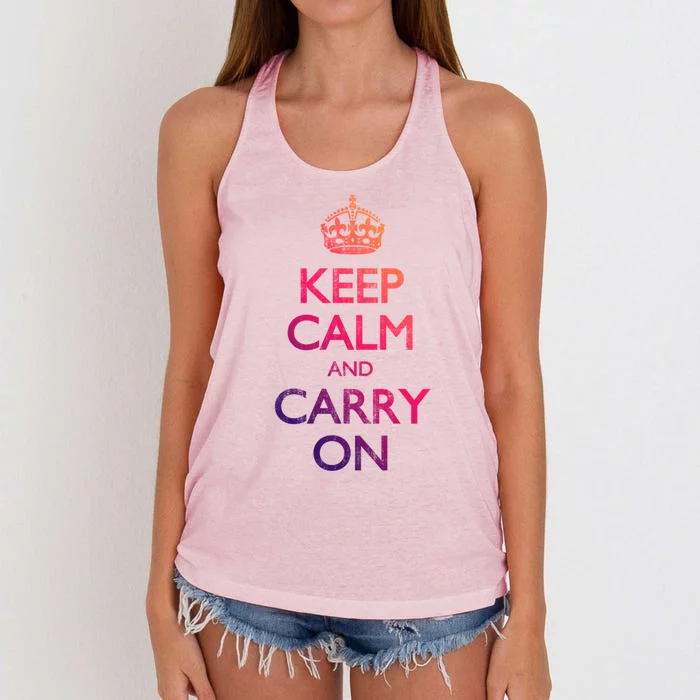 Vintage Keep Calm And Carry On Gift Women's Knotted Racerback Tank