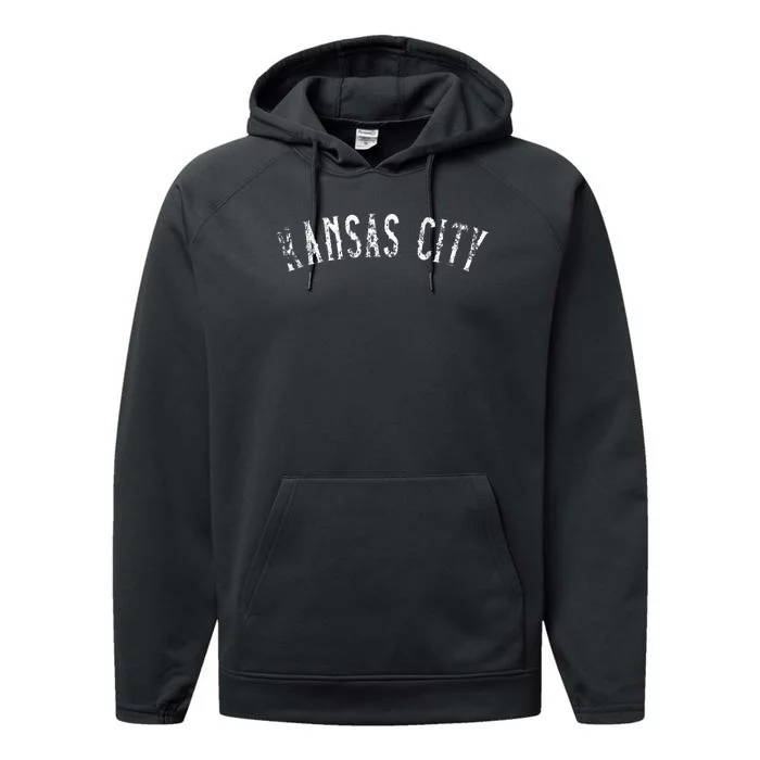 Vintage Kansas City Text Apparel Kc Performance Fleece Hoodie