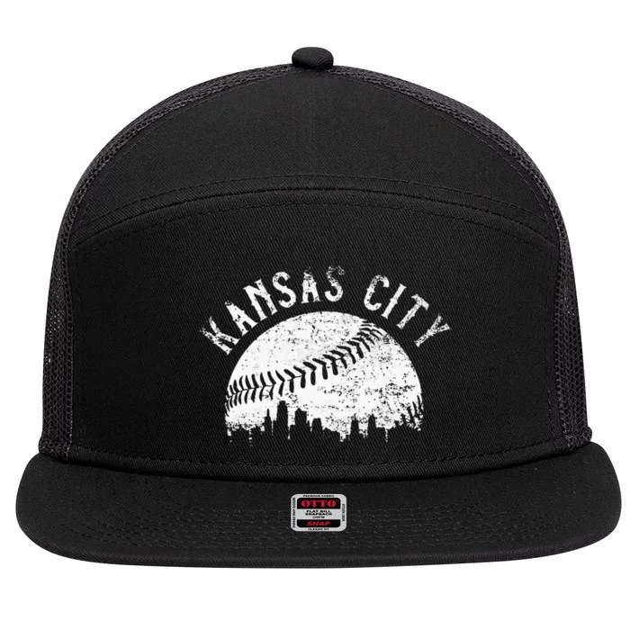 Vintage Kansas City Missouri Skyline Apparel 7 Panel Mesh Trucker Snapback Hat