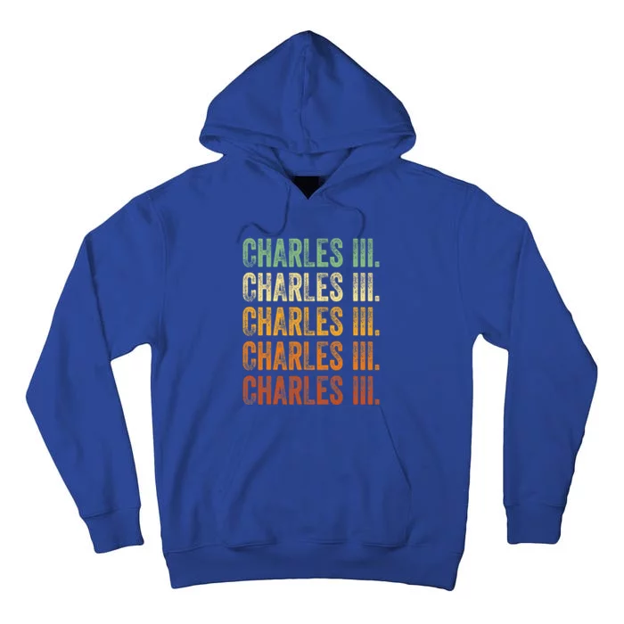 Vintage King Charles King Charles III Sunset Retro Tall Hoodie