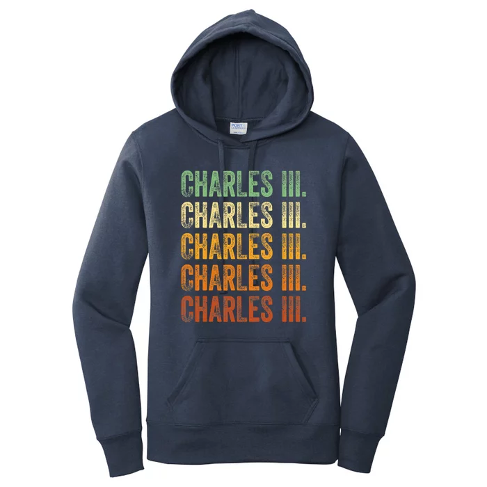 Vintage King Charles King Charles III Sunset Retro Women's Pullover Hoodie